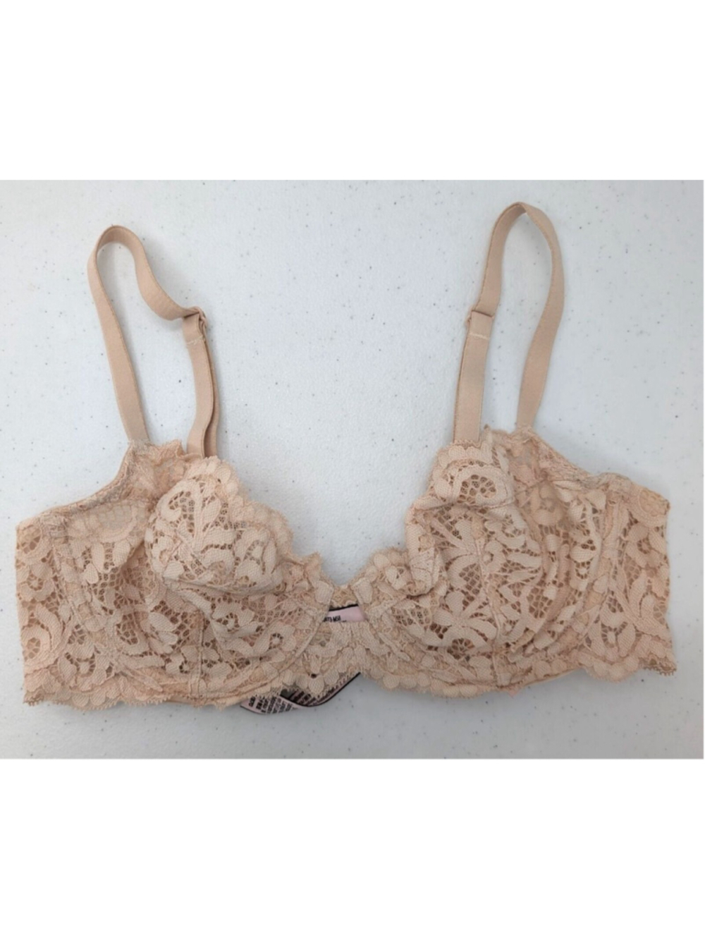 Victoria's Secret Beige Lace Unlined Demi Bra 32DD